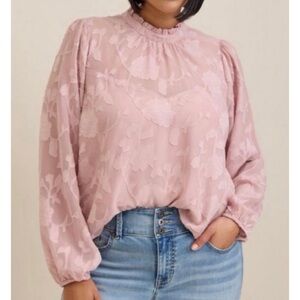 🆕 Chiffon Clip Floral Bubble Hem Blouse 3 3X 22 24 NWT Torrid New! Pink